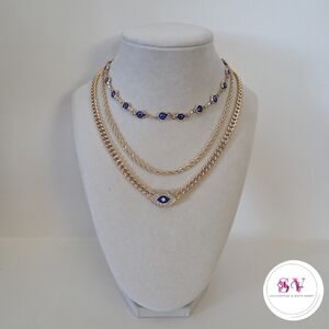 Multi layer evil eye necklace